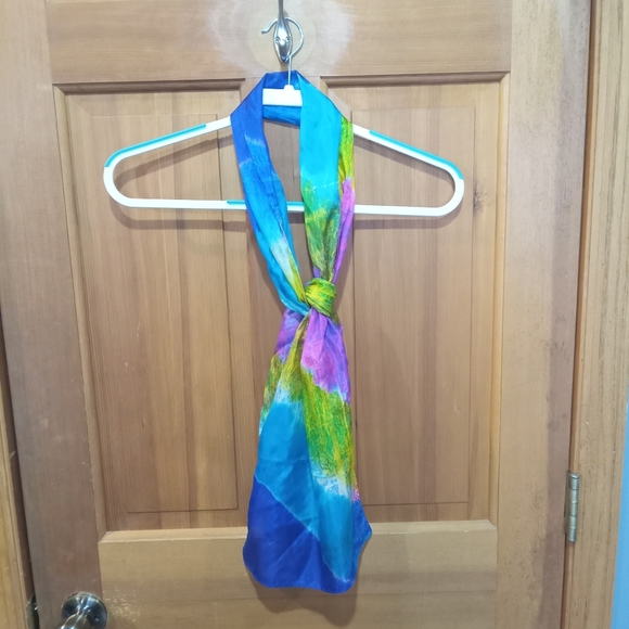 Uzma 100% silk scarf colorful - Picture 1 of 4